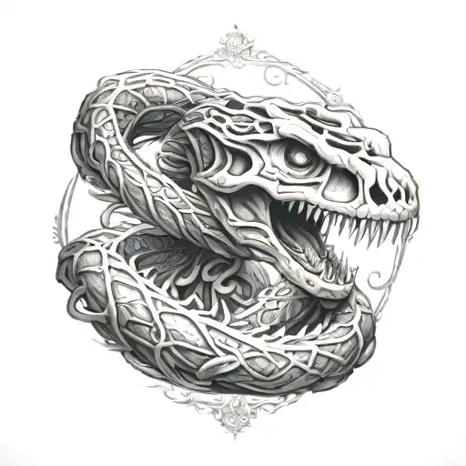 3d Snake skeleton around collarbone. tattoo design idea