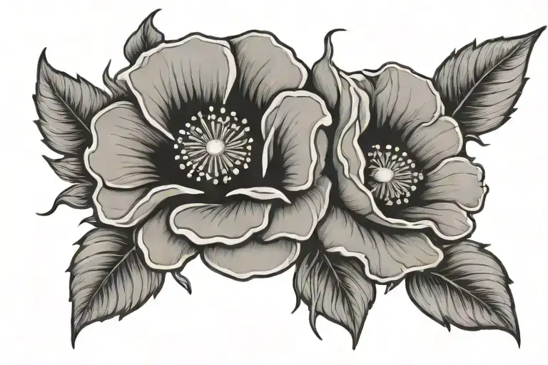 poppy rose morning glory flowers tattoo design idea