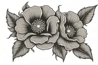 poppy rose morning glory flowers tattoo design idea