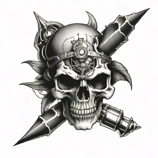 turbo skull tattoo design idea