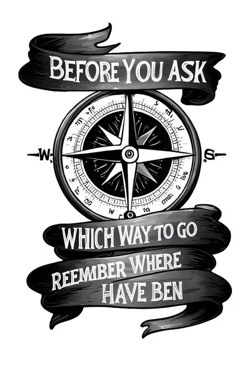 compass shoulder bicep tattoo. quote: before you ask which way to go remember where you have been.  tattoo design idea