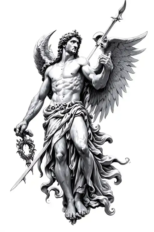 st michael killing lucifer tattoo design idea