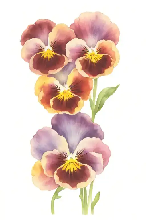 a couple of pansies with long stems entertwined tattoo design idea