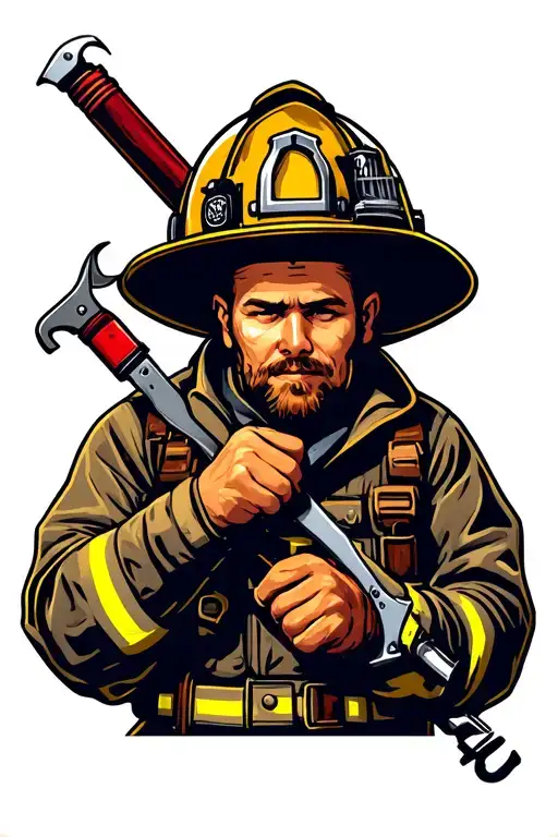 "jobtown" Firefighter holding Halligan tool tattoo design idea