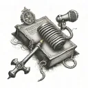 Incorporate a microphone and a Bible quote 'Above all else, guard your heart, for everything you do flows from it.' tattoo design idea