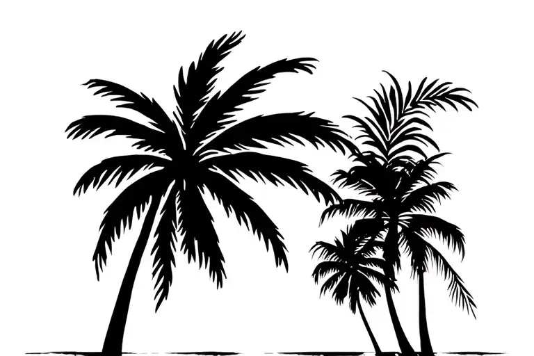 Long Beach with palm tree silhouette tattoo design idea