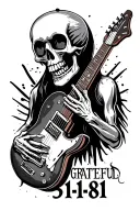 grateful dead skeleton with guitar with the date 5-1-81 tattoo design idea