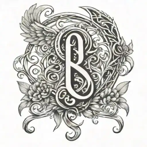 888 angel number with vines tattoo design idea
