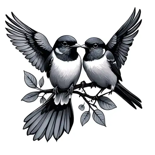 medical, mountains, three little birds perched tattoo design idea