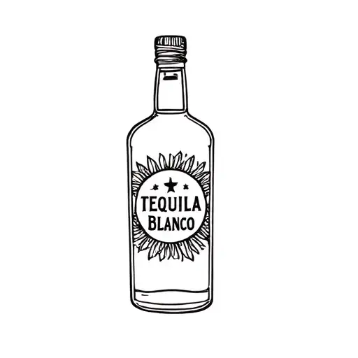 a bottle of tequila blanco tattoo design idea