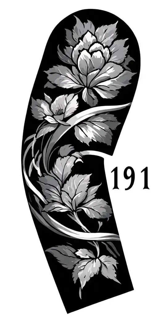 M, 1991 special date mixed tattoo design idea
