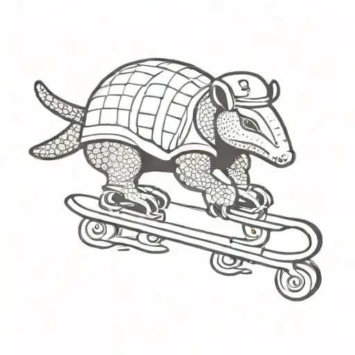 armadillo on ice skates wearing a Mets baseball hat and a beauty pageant sash  tattoo design idea