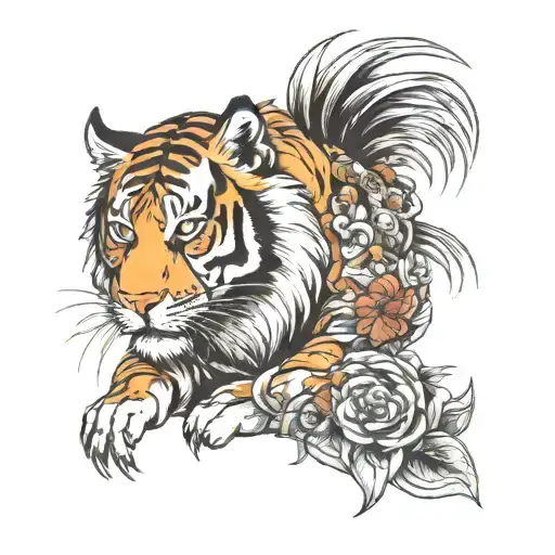 tiger and a rooster tattoo design idea