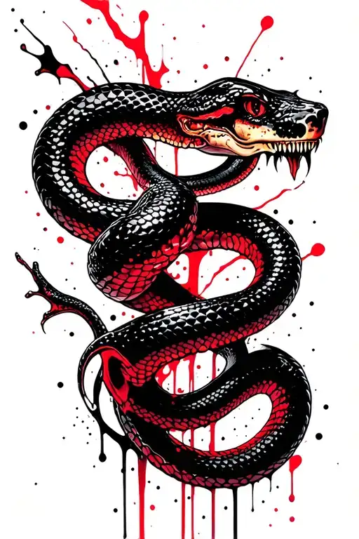 vertical snake wrapped shedding skin tattoo design idea