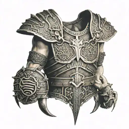 Viking armour and scorpion chest and shoulder tattoo tattoo design idea