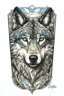 wolf blue eyes tattoo design idea