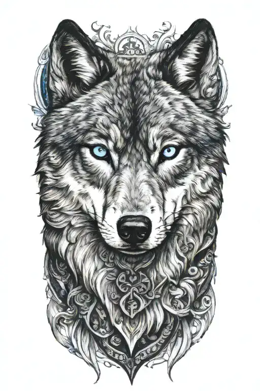 wolf blue eyes tattoo design idea