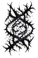Raw Blackwork Chaotic Bold Strokes Flow Brutalist Dark Abstract Lettering Thorns Expressive Anatomical Horror tattoo design idea