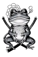 Traditional Japanese Frog with 2 katanas tattoo design idea