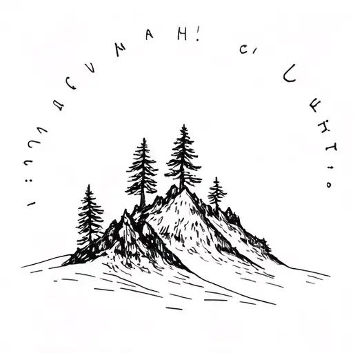 Mont Charvin in Ugine with some pinetrees tattoo design idea