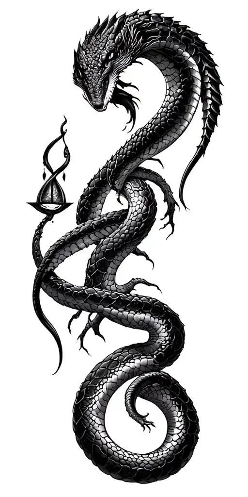 dark ancient esoteric occult goddess hybrid ancient  serpent  and  reptilen scales tattoo design idea