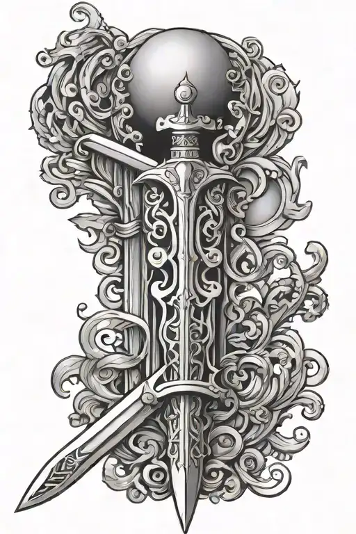 sword of damocles tattoo design idea
