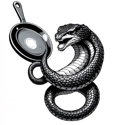 cobra swinging a frying pan tattoo design idea