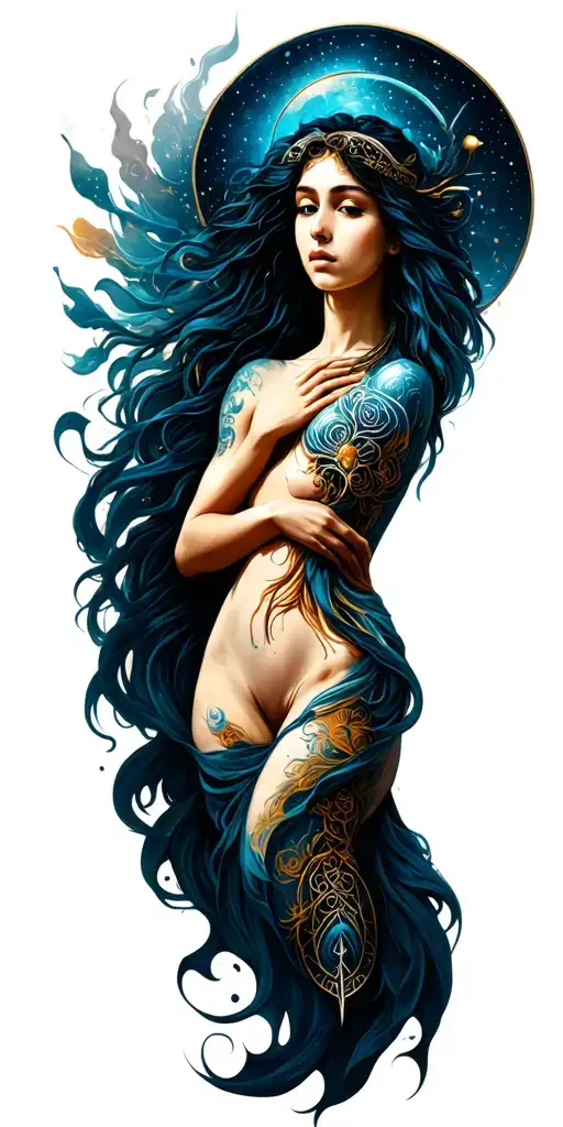 Aquarius zodiac sign tattoo design idea