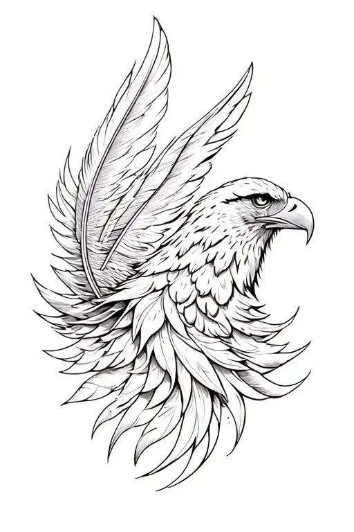 Eagle feathers transforming tattoo design idea