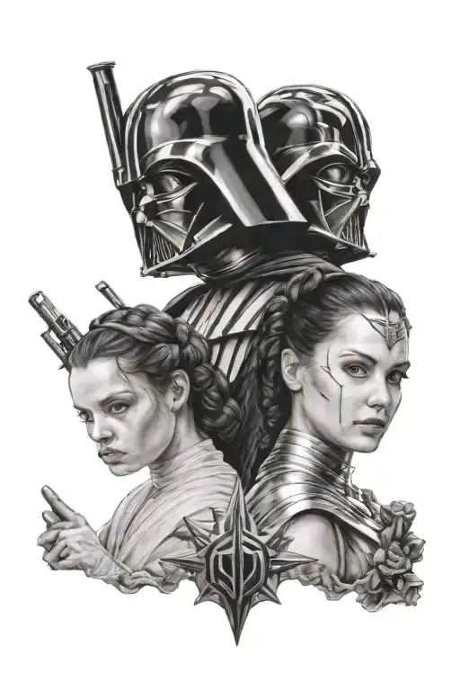 Padme and Darth Vader tattoo design idea