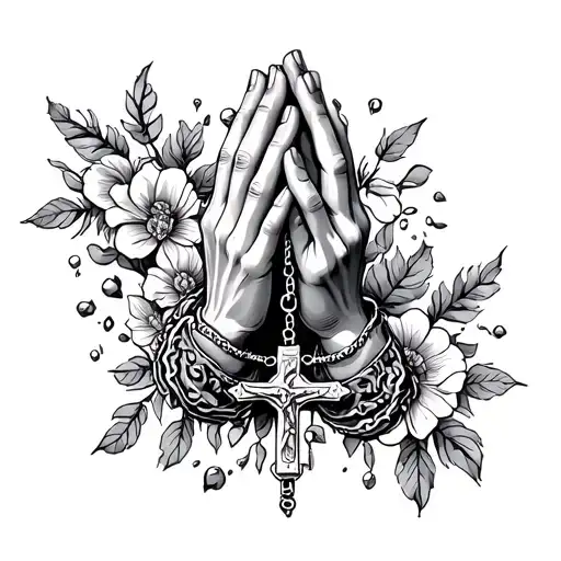 Rosary Praying Hands tattoo design idea