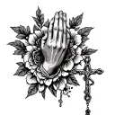 Rosary Praying Hands tattoo design idea