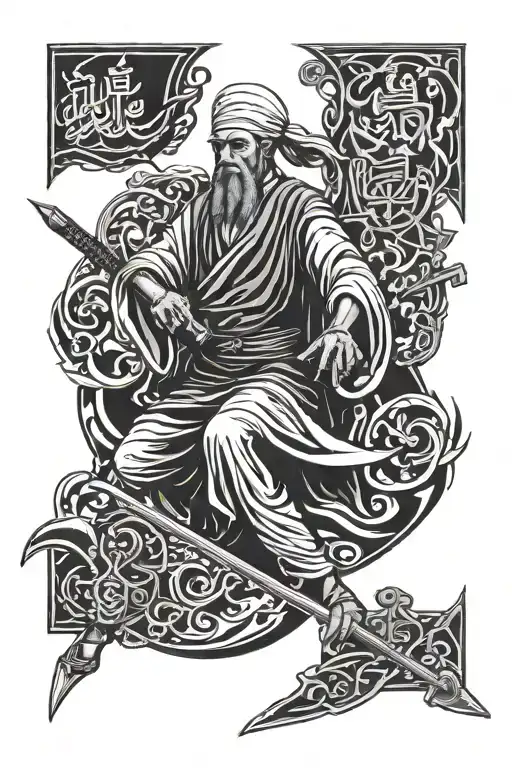 Imam Ali and no sword until Dhu al-Fiqar tattoo design idea