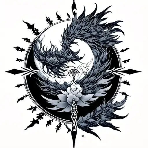 japan, aquarius zodiac sign tattoo design idea