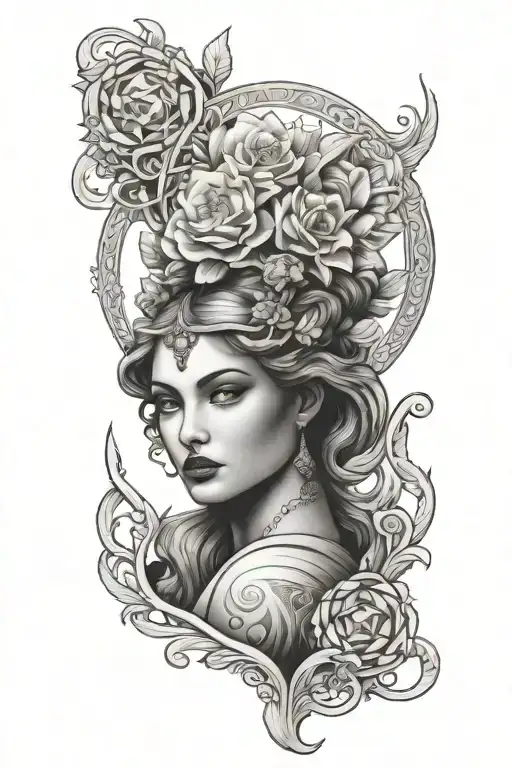 fortuna goddess holding tattoo design idea