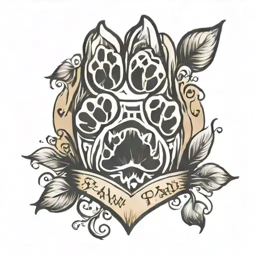 paw print and the quote "For the body was far smaller than the heart it had housed." tattoo design idea