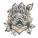 paw print and the quote "For the body was far smaller than the heart it had housed." tattoo design idea