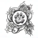 paw print and the quote "For the body was far smaller than the heart it had housed." tattoo design idea