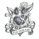 paw print and the quote "For the body was far smaller than the heart it had housed." tattoo design idea