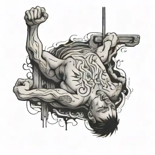 a clotheless skinny hangman with ripped stomach tattoo design idea