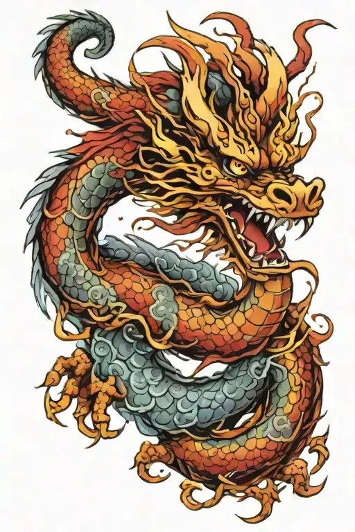 oriental dragon wrapped tattoo design idea