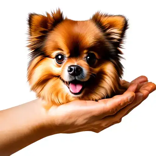 my dog passed away. in the memory of hiim. he's a brown pomeranian. make it looks like he's holding by my hands tattoo design idea