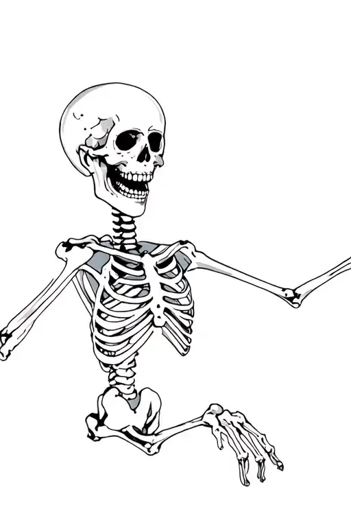 Skeleton laughing maniacally tattoo design idea