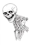 Skeleton laughing maniacally tattoo design idea