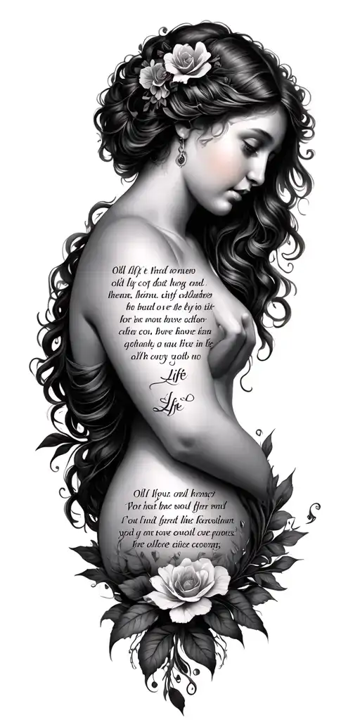 old life vs new life biblical with relative verses and filigree  tattoo design idea