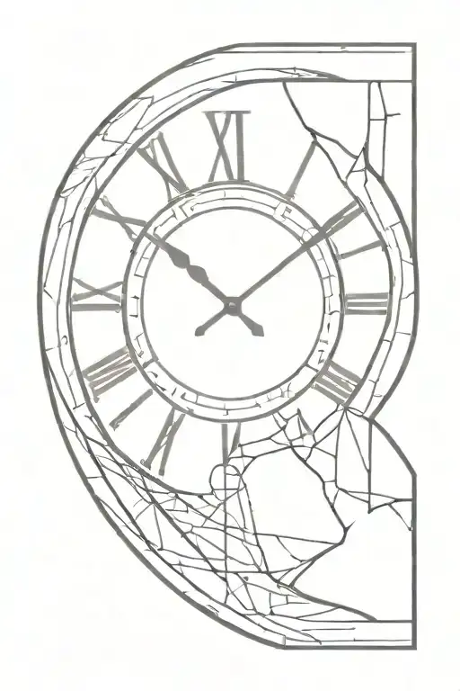 glass broke clock love hurt tattoo design idea