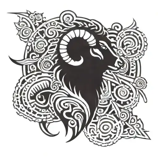 black sheep head tattoo design idea