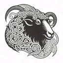 black sheep head tattoo design idea