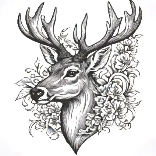deer head tattoo design idea