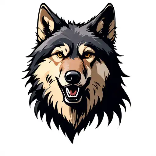 wolf face cute headshot cartoon tattoo design idea
